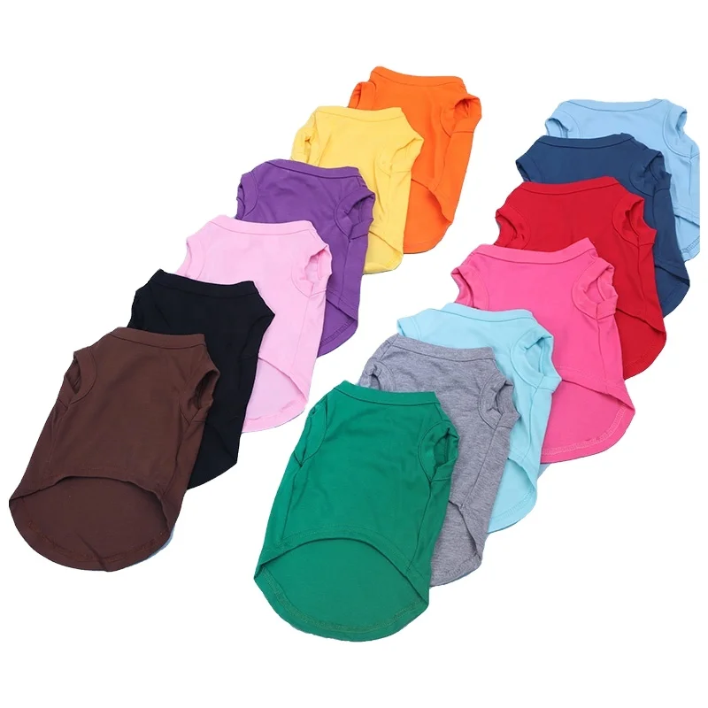 Wholesale Plain Summer Multi-color Pet Cat Summer Cotton Plain Clothes Blank Dog T Shirt