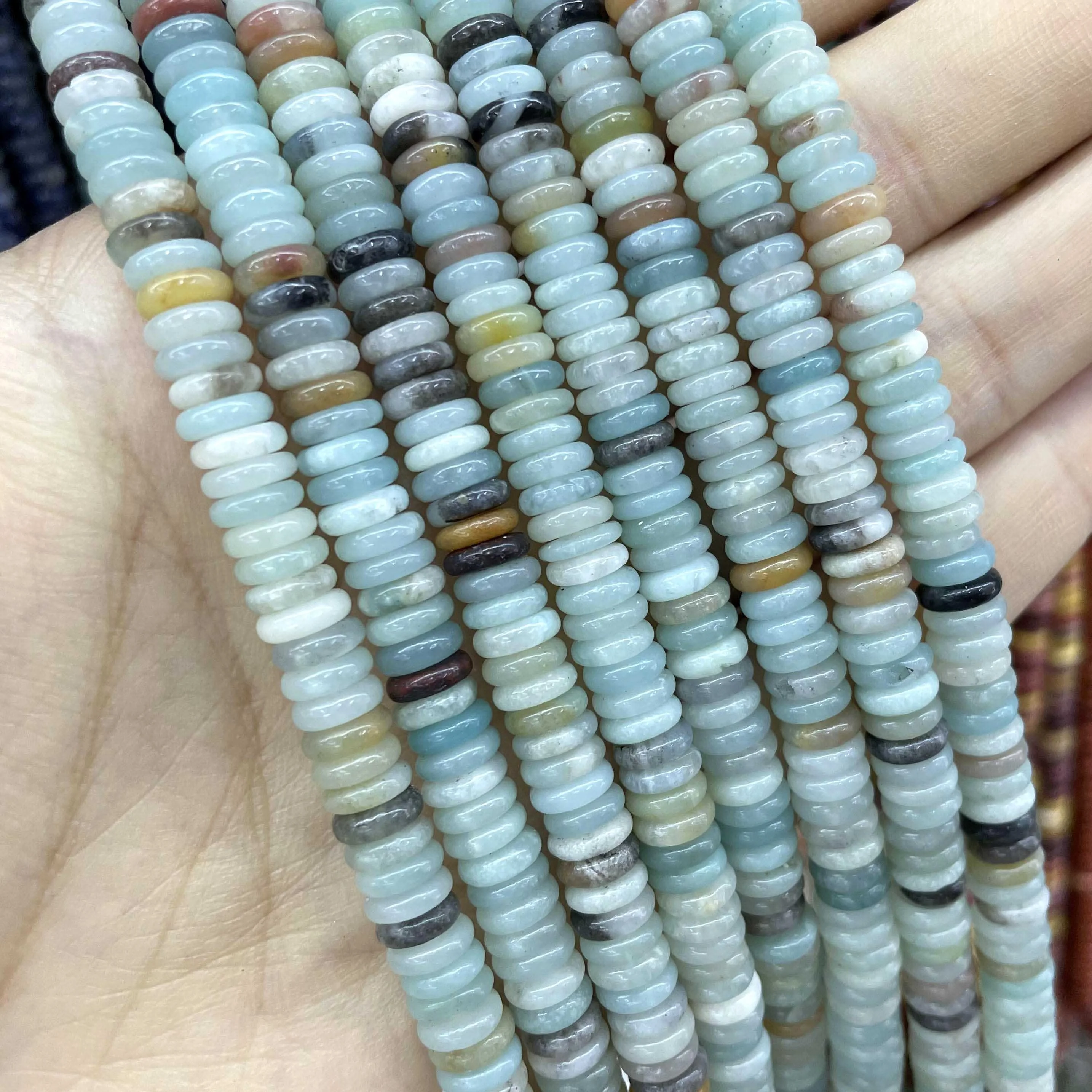 Wholesale 100% Natural Colorful Stone Spacer Loose Flat Beads Gemstone Strand For DIY Jewelry Making Charm Bracelet Necklace