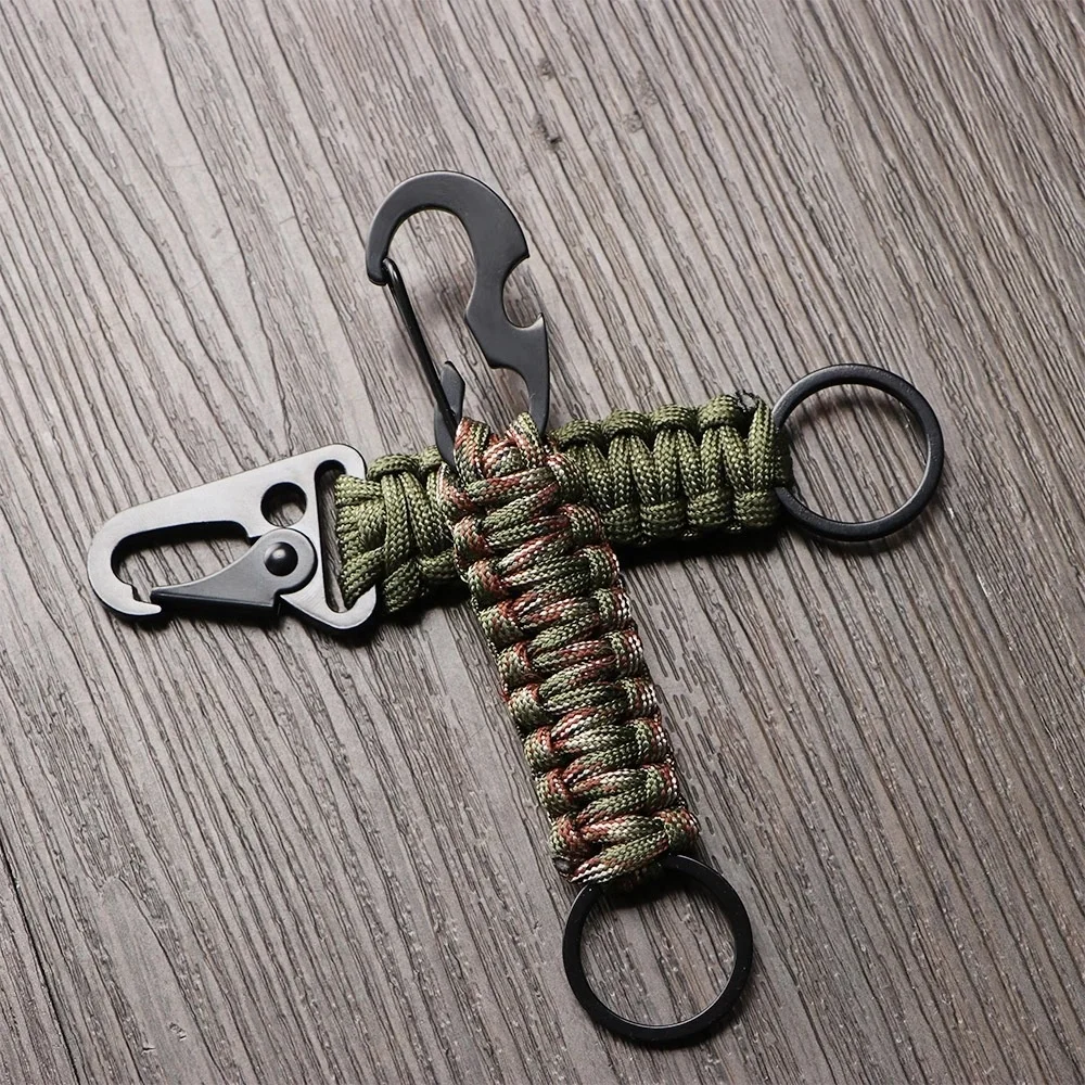 Outdoor 14M Carabiner Keychain Pendant Camping Paracord Cord Rope Survival Kit Emergency Knot Nylon climbing KeyChain