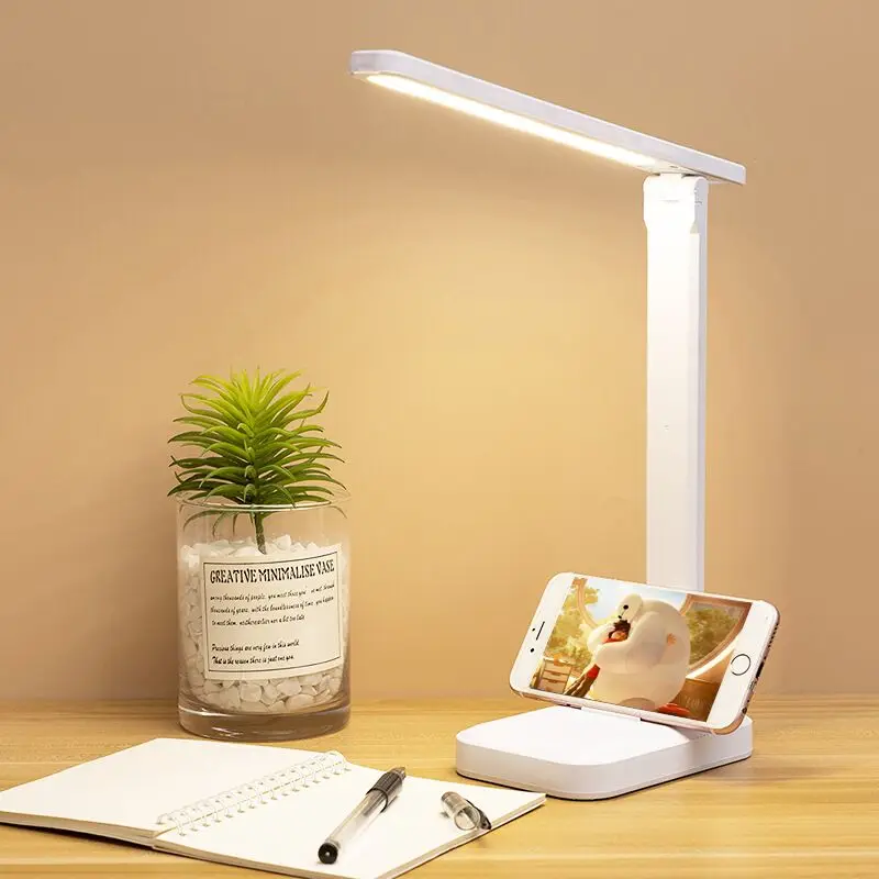 Led Desk Lamp 3 Color Stepless Dimmable Touch Foldable Table Lamp Bedside Reading Eye Protection Night Light DC5V USB Chargeable