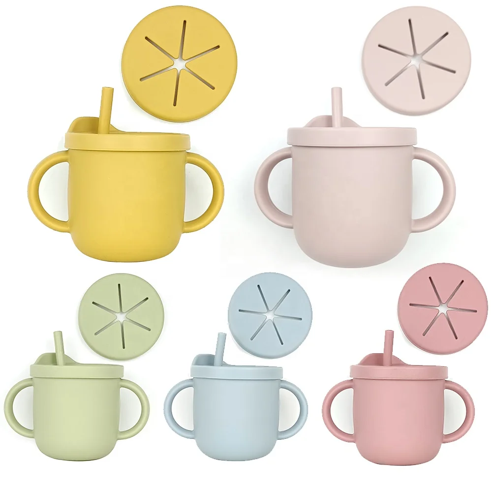 Низкая минимальная партия низкая цена оптовая продажа не протекает Бисфенол А чашка для хранения складная детская силиконовая закусок с крышкой