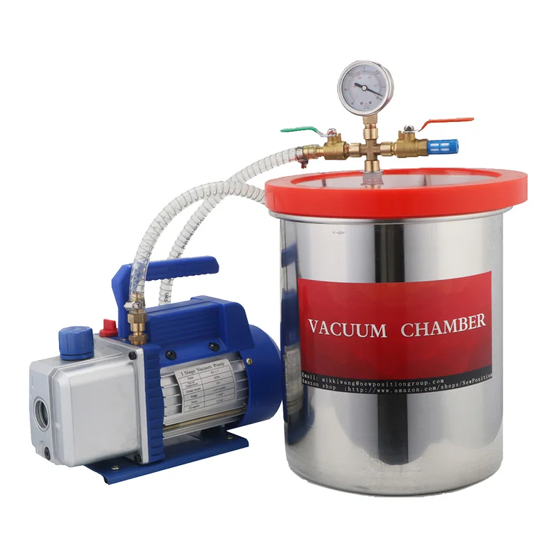 Wholesale 5CFM 2RS-2 Roatary Vane Two Stage Vacuum Pump 5 Gallon Degassing Vacuum Chamber