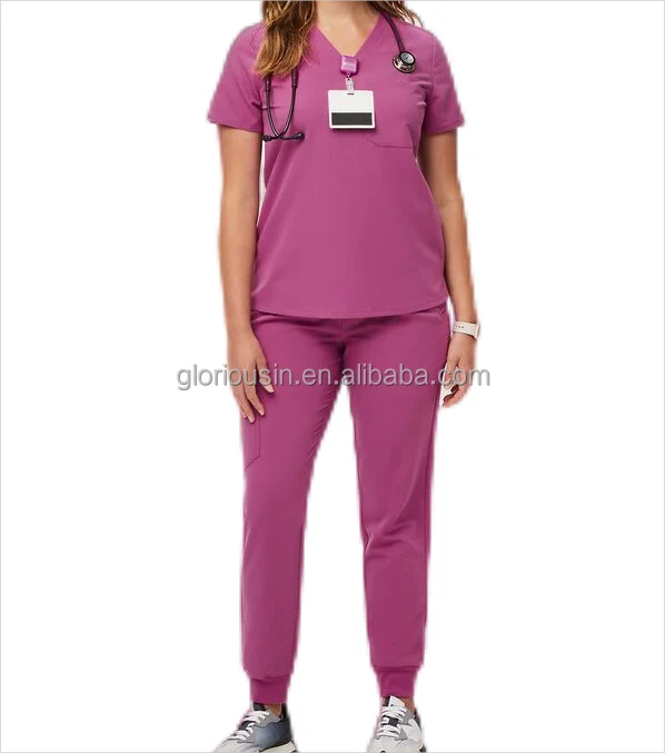 GloriousIn female scrubs set 2023 medical hospital colorful surgical nurse scrub hat dental clinic healthcare Private label