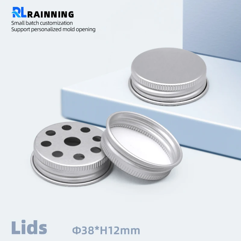 Custom 38mm Bottle Cap Silver Screw Thread Metal Caps aluminium screw cap/Aluminum cover with hole