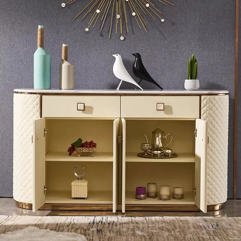FO441-A  italian modern luxury livingroom buffer cabinet leather cabinet wine cupboard