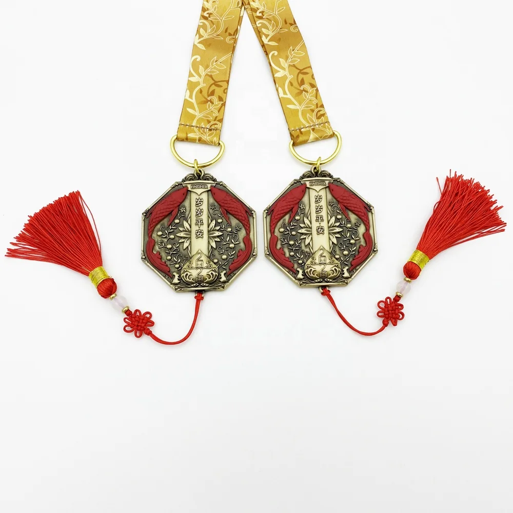 Wholesale Commemorative Custom Marathon Race Metal Award 3D Medals with Chinese Knot