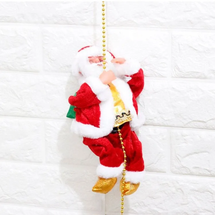 Santa Claus Marking Time Swing Toy Christmas Electric Saxophone Toy ClimbingSanta Claus Plush Doll For Christmas Tree Xmas Gift