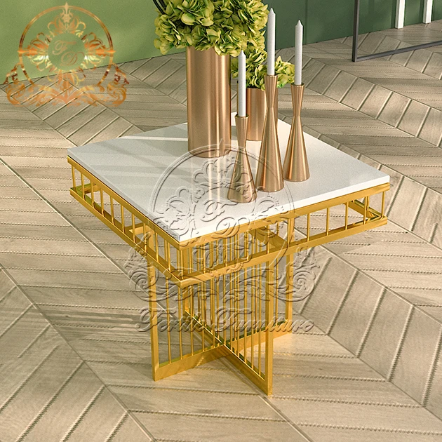 Home Gold Luxury Glass Low Height Living Room Furniture Coffee Table