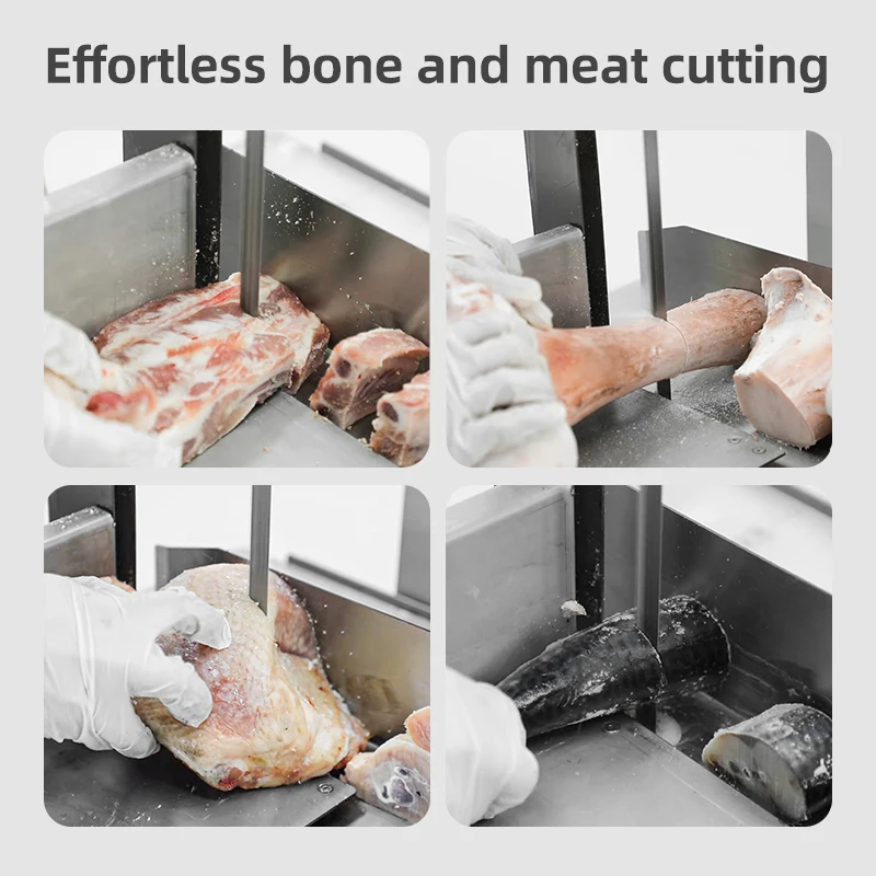 Bone Saw Machine Frozen Meat Cutter with 2 Blades for Rib Fish Pork Steak Beef Meat Cutting Machine