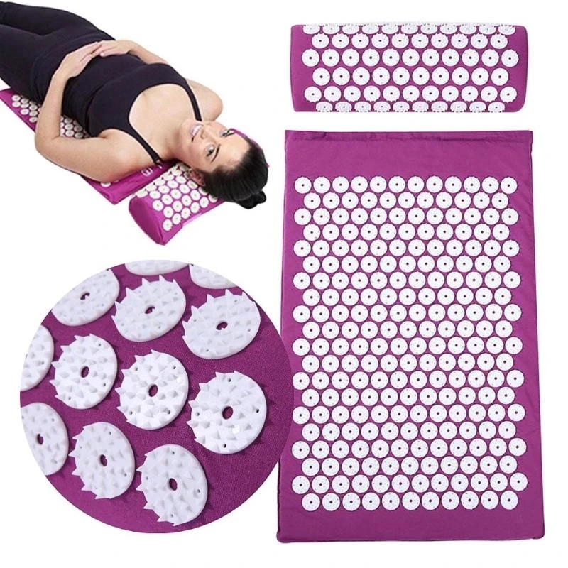 SANFAN New Neck Health Care Relieve Back Pain Linen Pillow Set Anti Fatigue Acupuncture Feet Massage Mat With Carry Bag