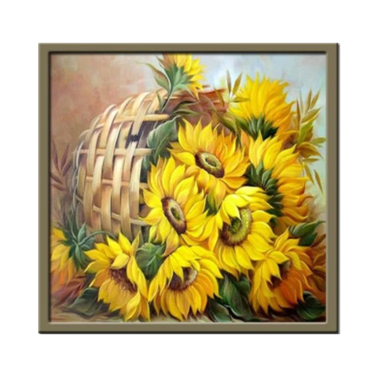 Factory wholesale custom home effect wall decoration 2021 sunflower 5D DIY diamond painting set