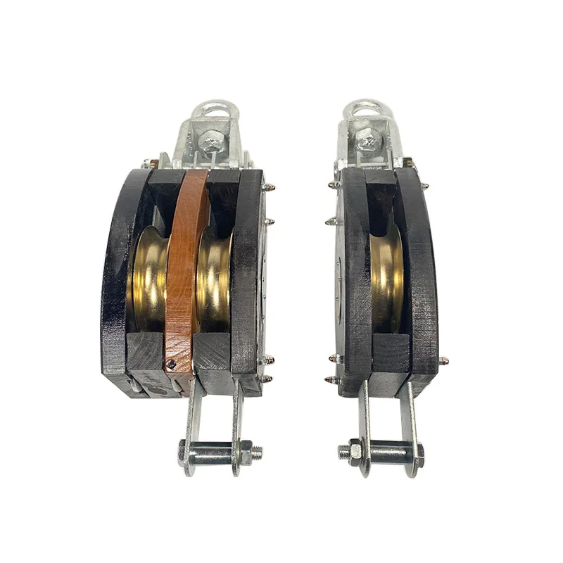 IMPA 231651 MARINE DOUBLE WOODEN  PULLEY BLOCK WOODEN BLOCK WITH HOOK