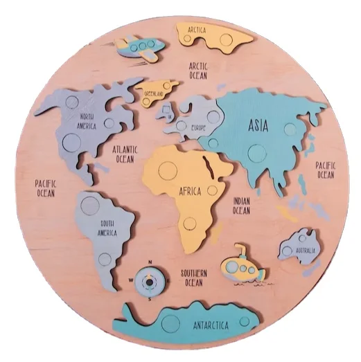 Wooden World Map Baby Name Puzzle Birthday Gift Children Toy Personalized Toddler Name Puzzle Kids Wood Puzzle Montessori Toys