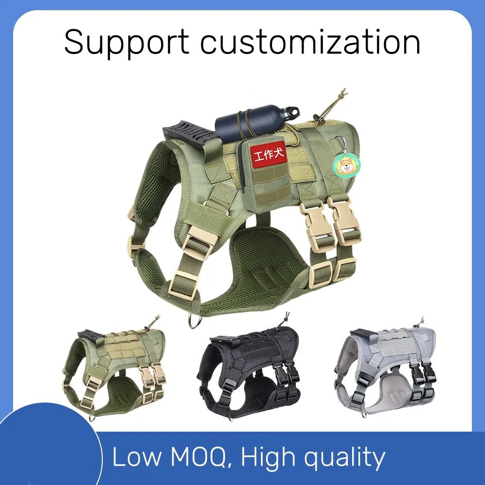 Custom Military Dog Tactical Harness Set with Handle for Large Service Dogs Rescue Dog Harness Hiking Collar and Leash Set
