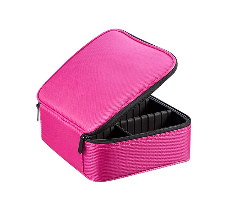 Professional Adjustable Beauty Box Case Salon Nail Cosmetic Make up PU Bag Fashion Waterproof Polyester Zipper Cosmetic Case