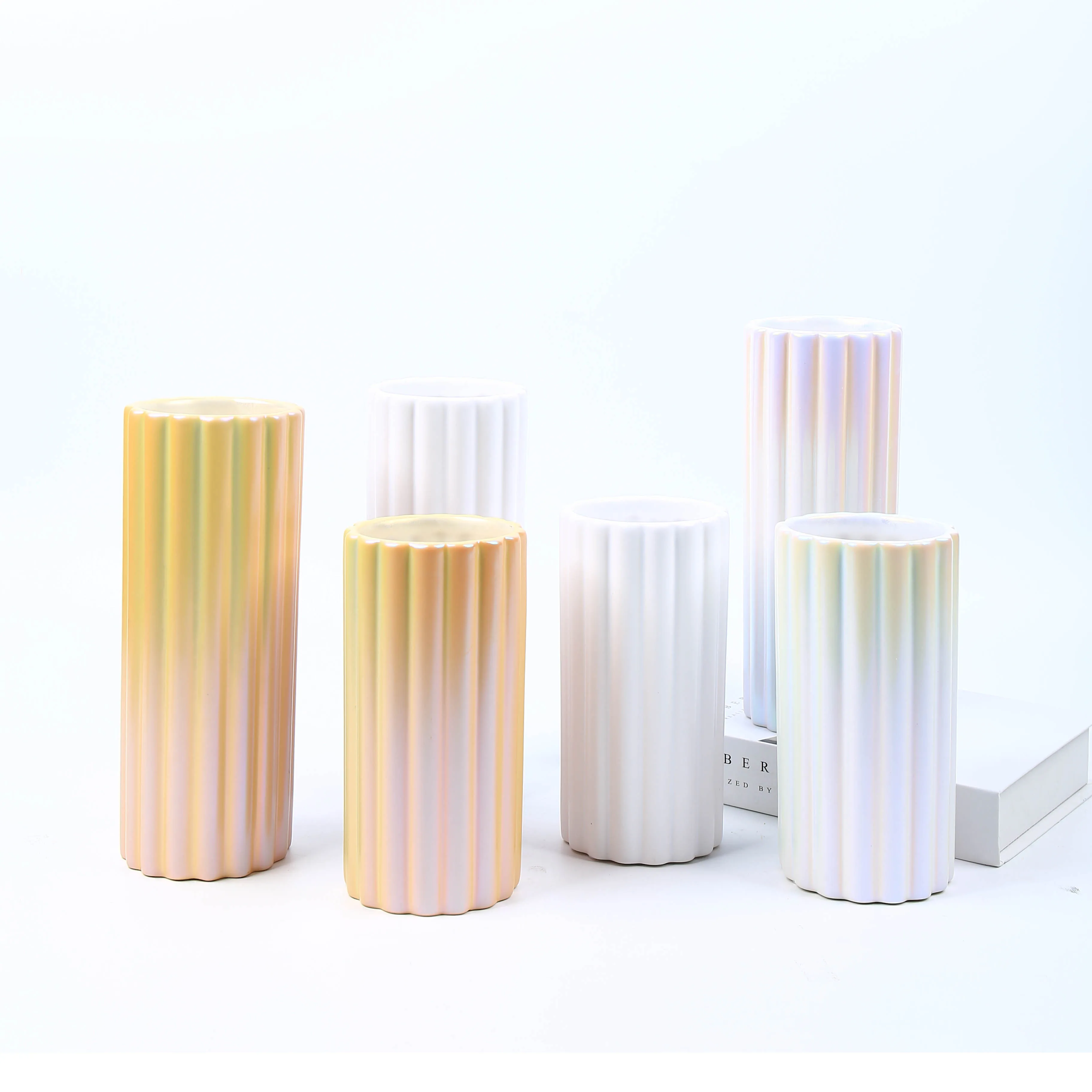 Luxury wedding centerpieces jarrones decoracion modern metalized shining pearl ceramic vase