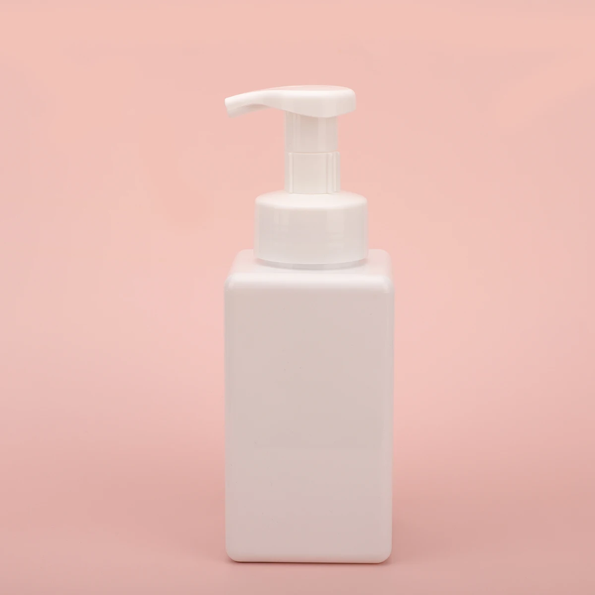 Spot stock low moq all white square 450ml PET plastic foam bottle,empty foam pump bottles,foaming soap dispenser pump bottle