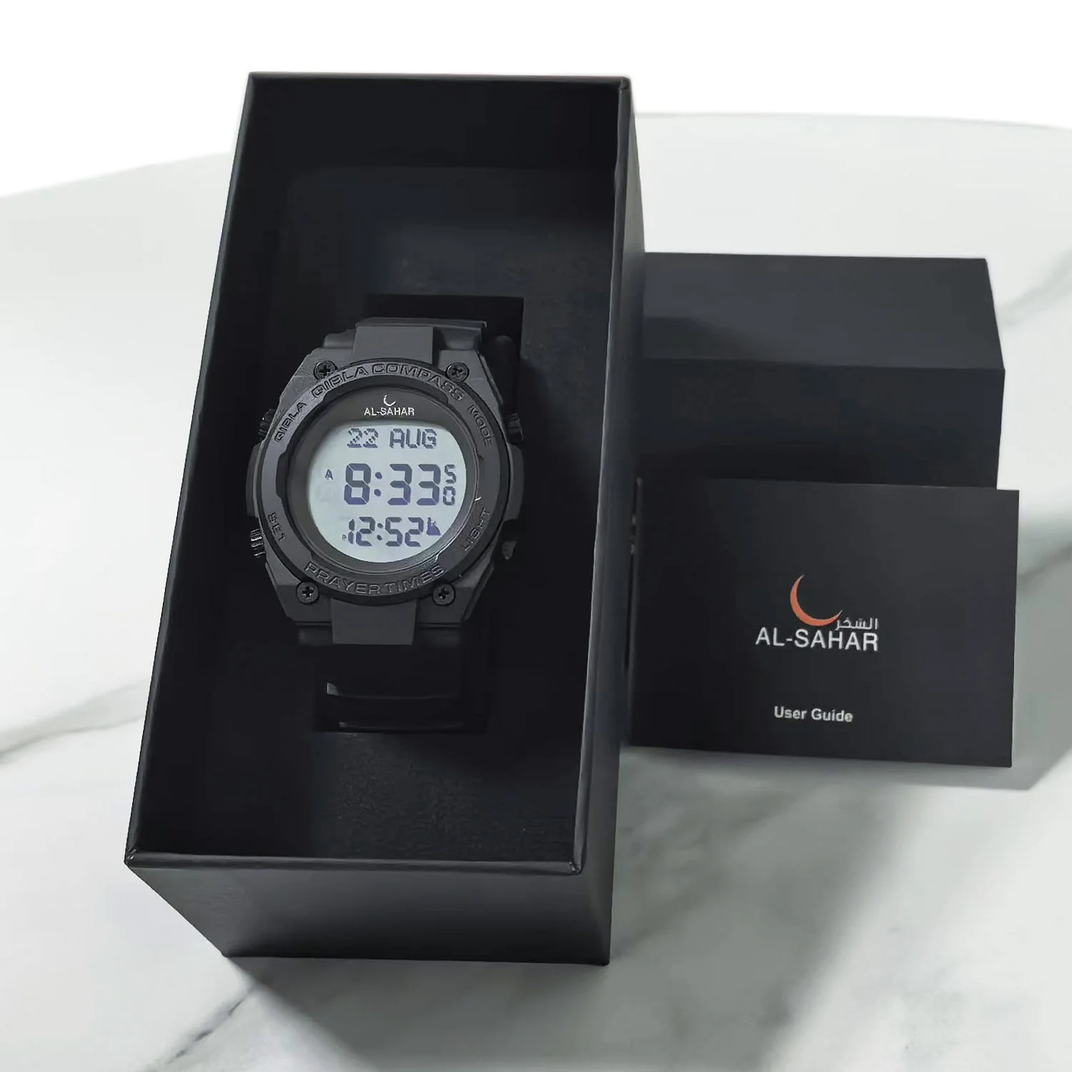 Brand New AL-Sahar AS-Q017 Quality Wholesales Athan Pray Watch Digital Sport Auto Qibla Islamic Prayer Time Alarming Men Watch