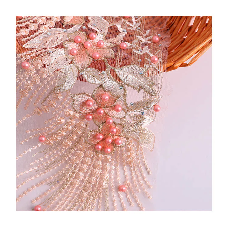 Stock Sewing on Flower Embroidery Lace Fabric Patches Custom Lace Fabric Patches