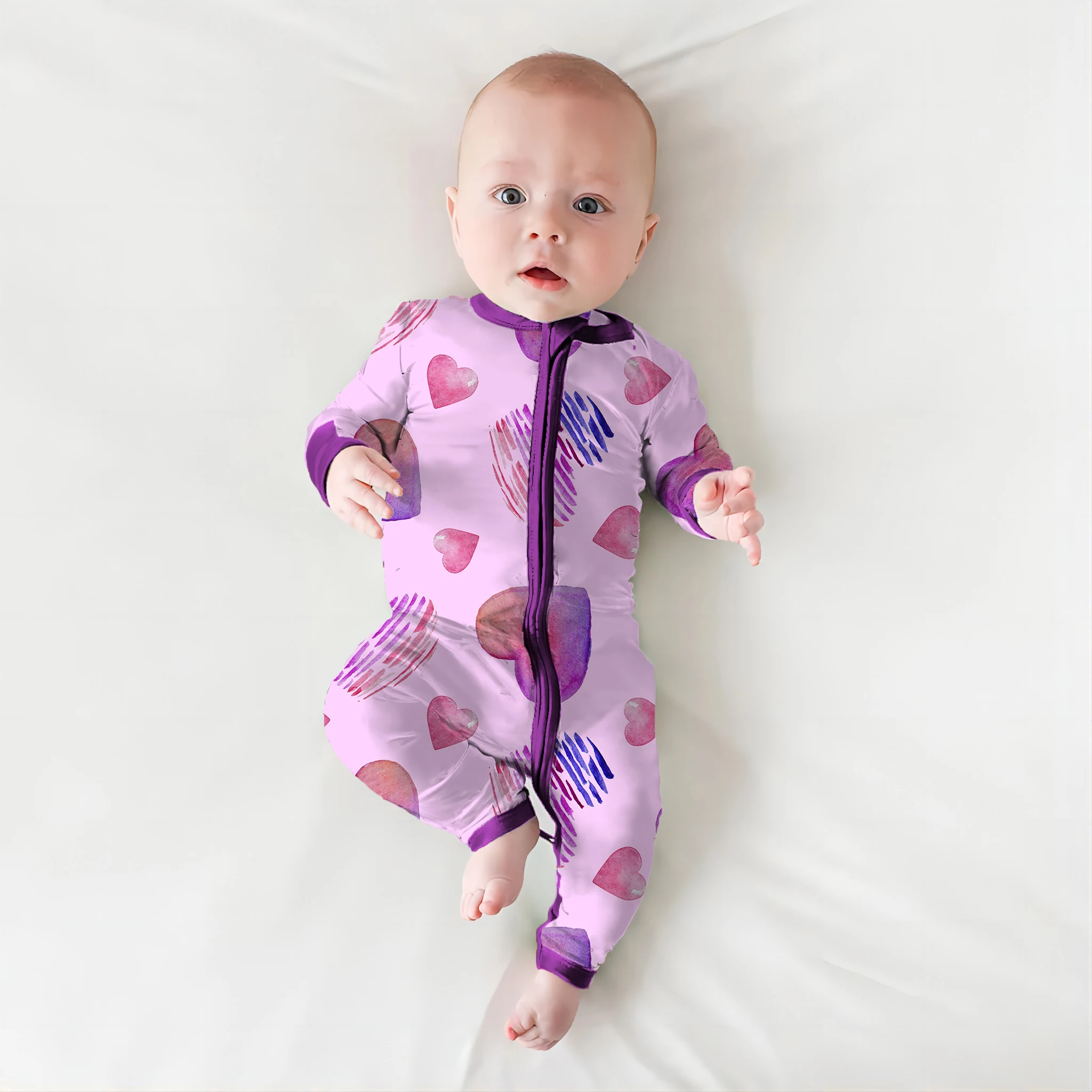 HONGBO Newborn Baby Clothes Kids Clothing Natural Fabric Long Sleeves 95% Bamboo 5%Spandex Zipper Baby Romper Pajamas