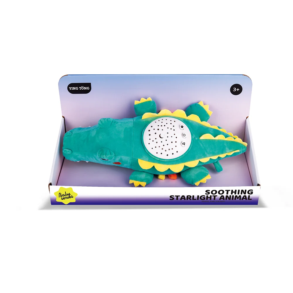 Popular Products Baby Stuffed Animal Toys Crocodile Starry Sky Projection Night Light Plush Projector Doll