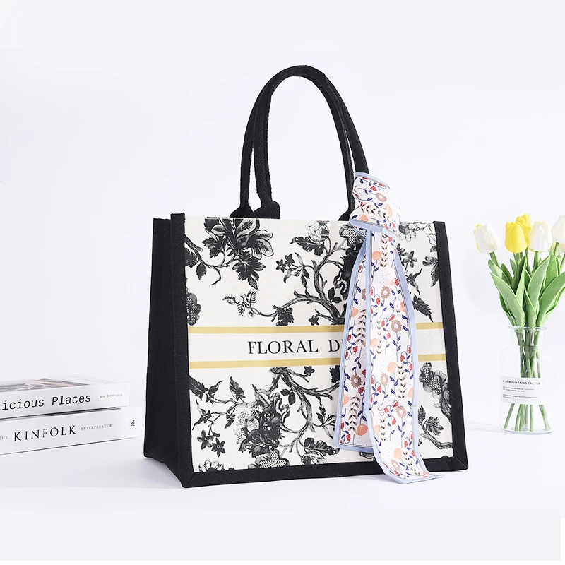 Customizable Canvas Tote Bags   Make Your Mark with a Personalized Ink flowers Carry All for Any Occasion like shopping gift etc