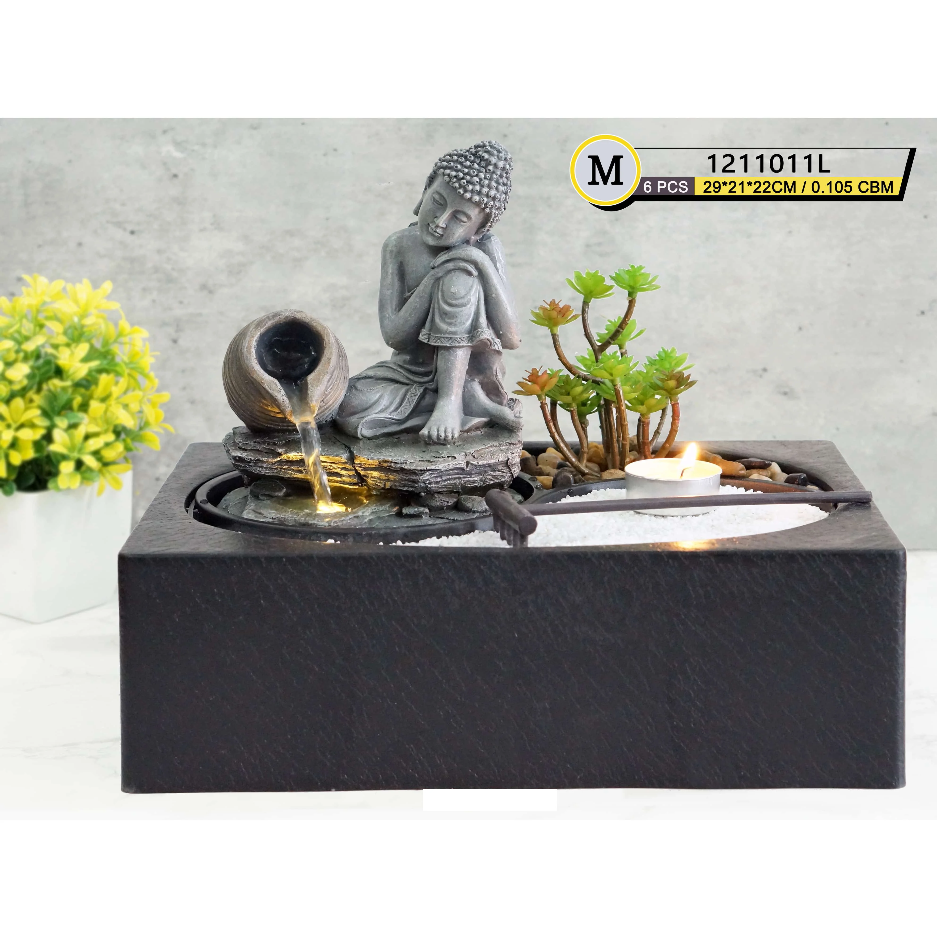 HQ OEM Wholesale 2022 New design New models buddha fountain led light Resin Tabletop Fountains  home decoration indoor fountains
