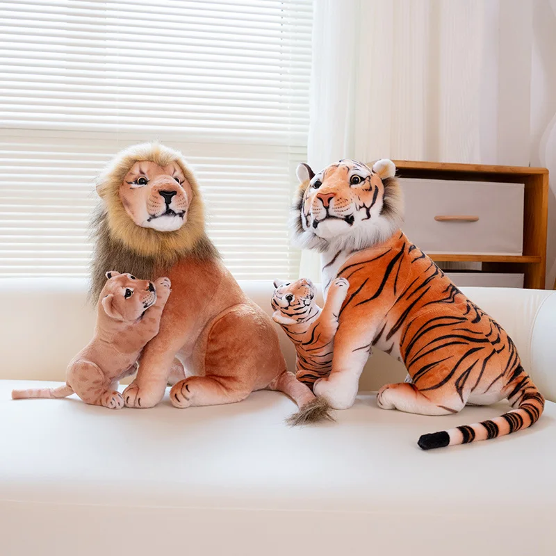 Lovely New Lifelike Soft Leopard Plush toy Stuffed Tiger Doll Plush Simulation Lion Toys Birthday Gift for Children