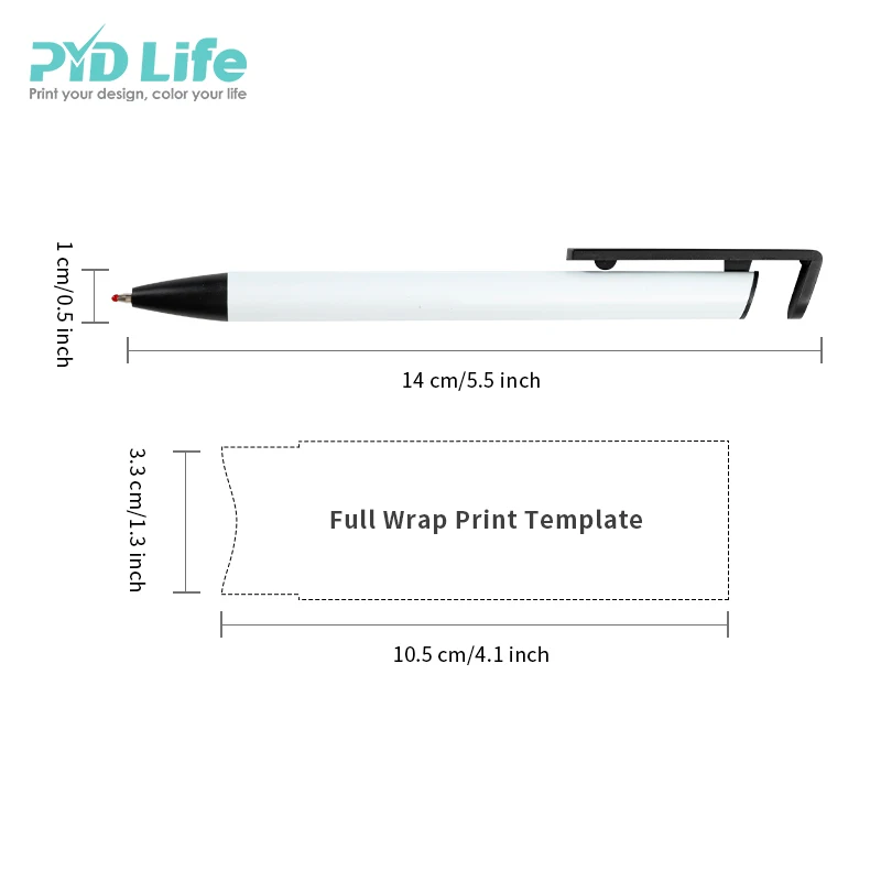 PYD Life Wholesale DIY Aluminum Sublimation Blanks Ballpoint Pen Heat Press Pens for Sublimation with Shrink Wrap