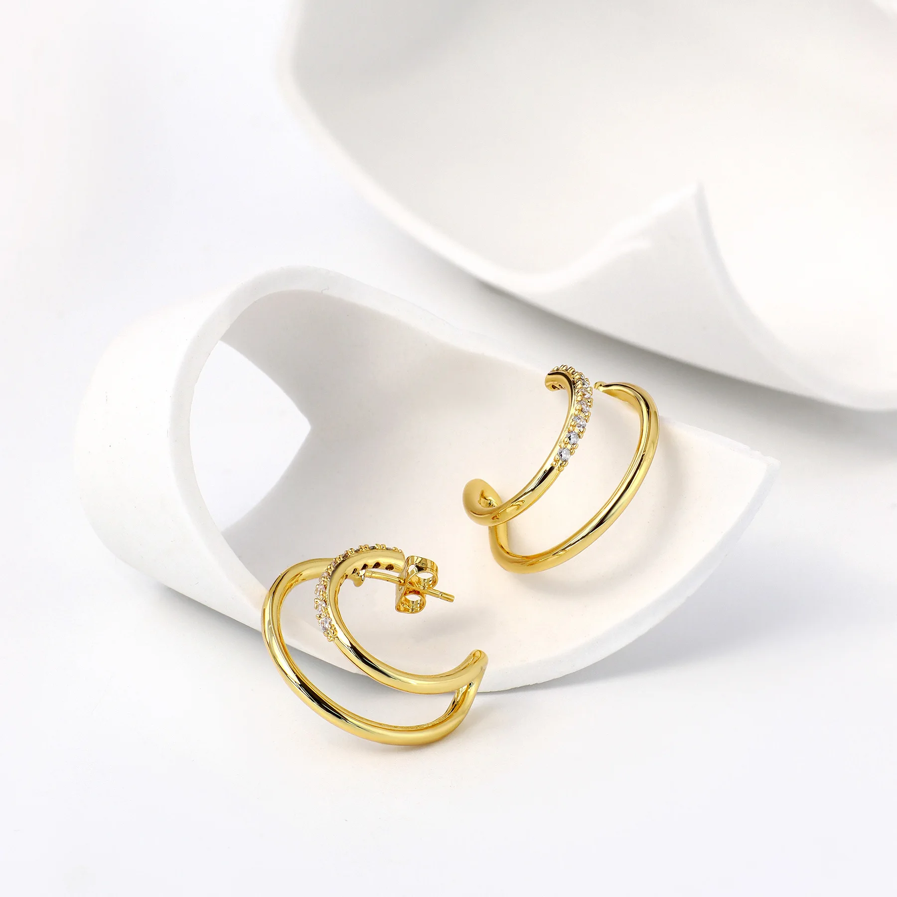 2022 Trendy Earring 18K Gold Plated Hollow Geo Cut Hoop Earring Big  Earrings Wholesale