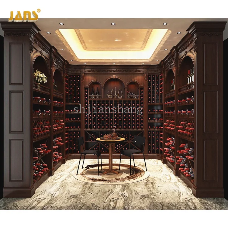 Manufacturer custom wooden five floors multi-layer  wine shelves wine rack for wine cellar