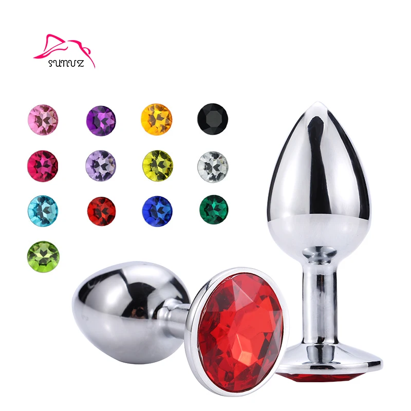 Оптовая продажа; 3 различных размеров из нержавеющей стали с драгоценным камнем 14 видов цветов эргономичный дизайн Металлические анальные секс игрушки Анальная пробка комплект