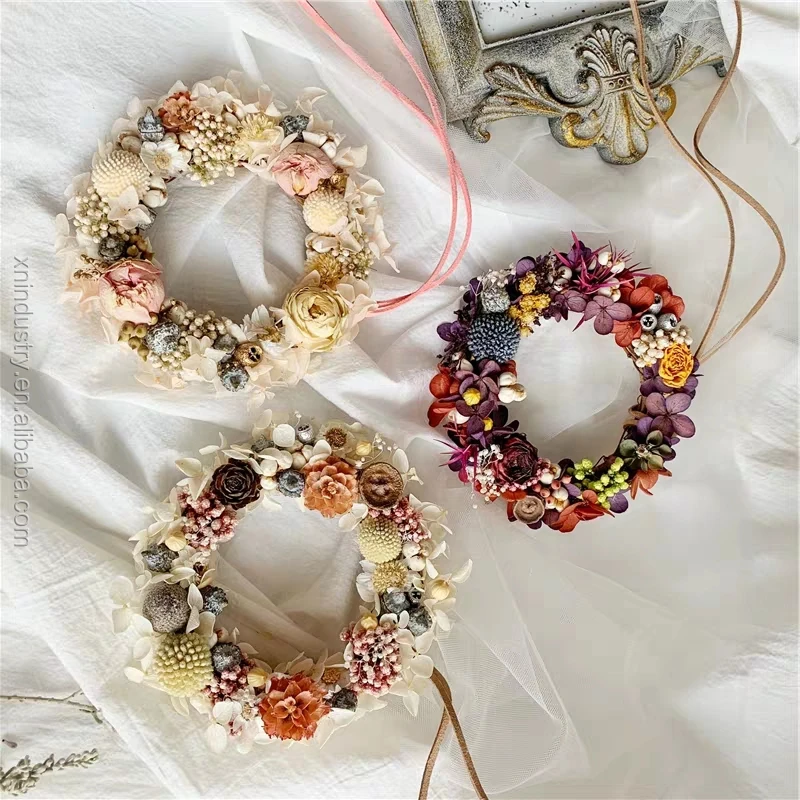 Wholesale DIY Material Package Small Dried Garland Flowers Wreaths Garland Grapevine Christmas Wreaths