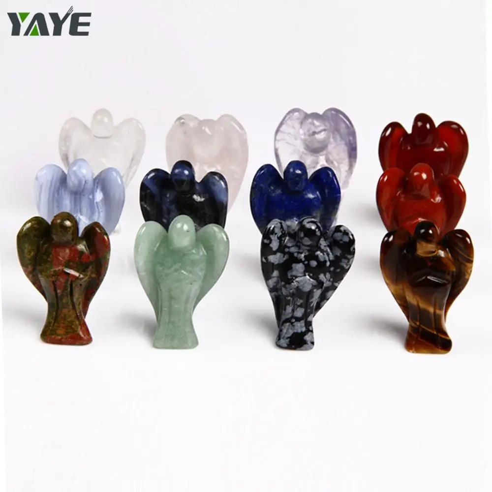 Бог Ангел/Ангел для рейки лечения/розовый кварц, Синий кружевной Агат драгоценный камень резной Ангел