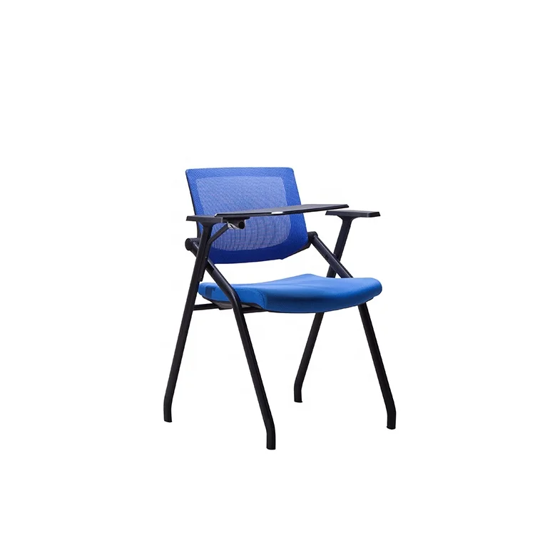 Blue and black office furniture training room training chair student learning chair with writing pad