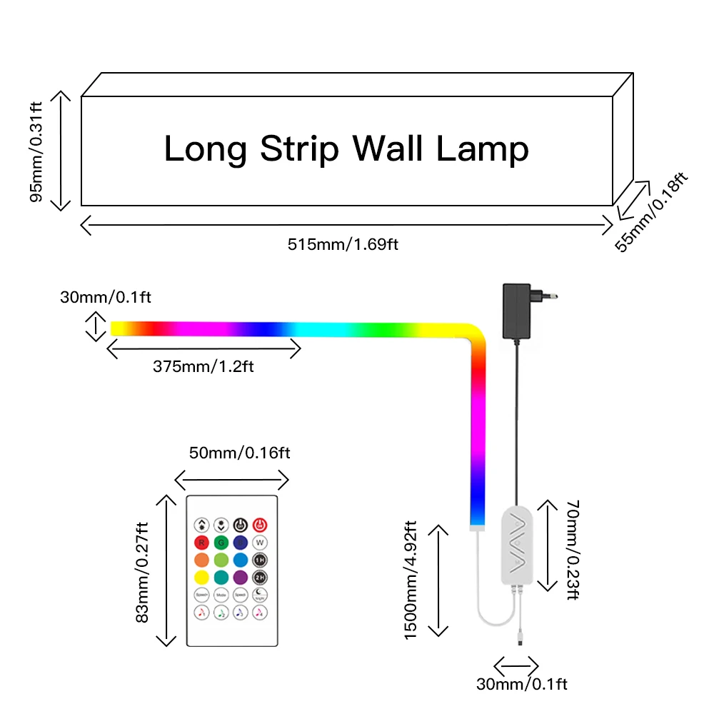 LED Smart Glide Wall Light RGBIC  Bluetooth WIFI Tuya APP Control Music Sync DIY Night Light TV Bedroom Game Room Bar Decoration