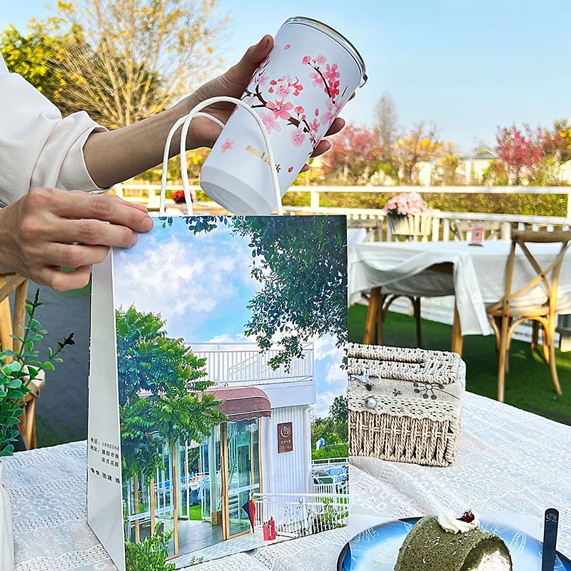 Кружка LULA Japanese Cherry Blossom кружка для путешествий кофейная чашка из нержавеющей стали с пластиковой крышкой и соломой в подарок