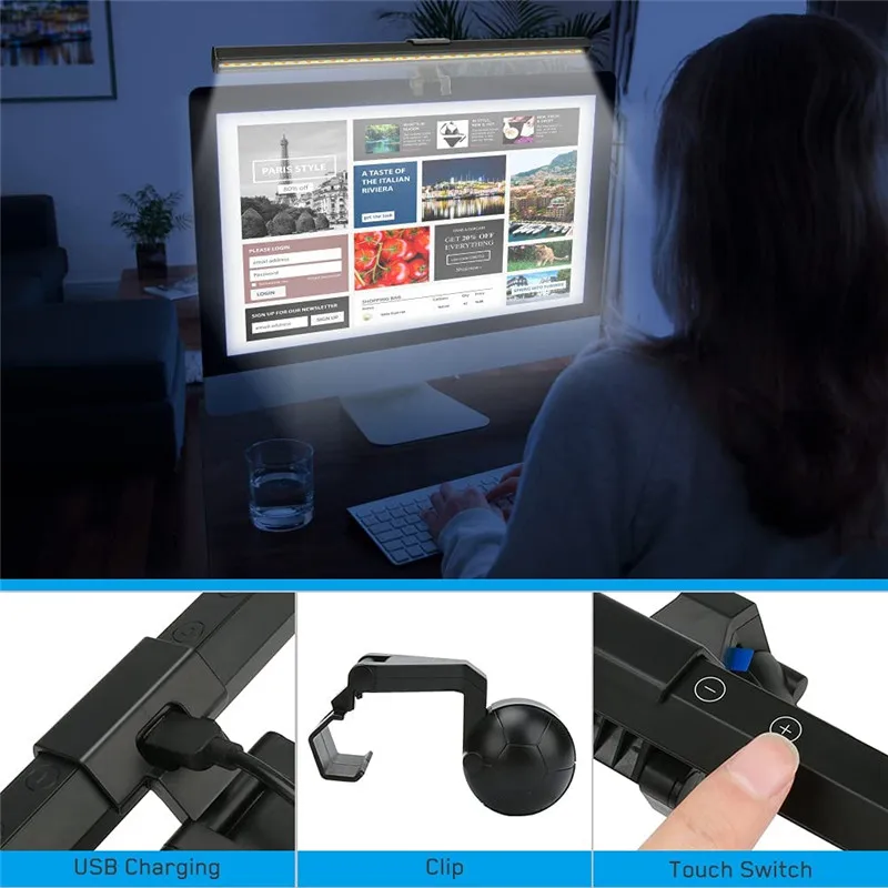 Desktop LED Light USB Eye Protection Reading Light Adjustable Computer Monitor Light