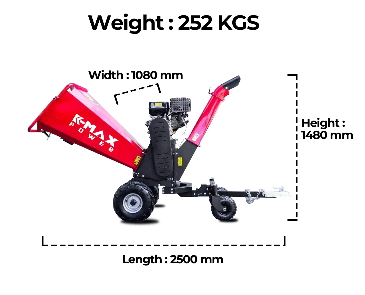 15hp K-maxpower 6 Inch Tree Wood Chipping Machine Gasoline Engine Optional Shredder Wood Mulcher Chipper & Shredder