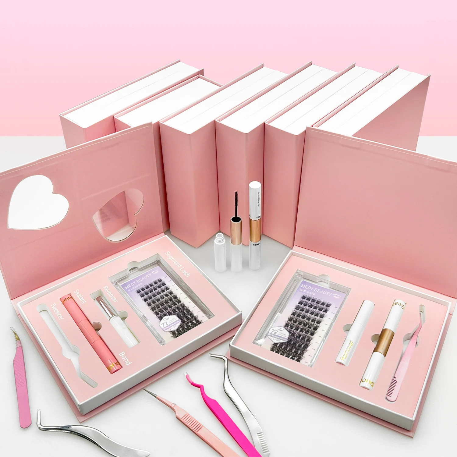 Wholesale Customizable Diy Cluster Lashes private label C D Curl Segment Pre-Cut Extension Kit Eyelashes DIY cluster lashes kit