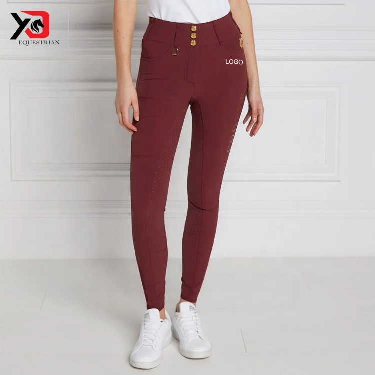 Riding Breeches Red Fashion Exclusive Equine Clothing Full Seat Silicone Printing Breeches