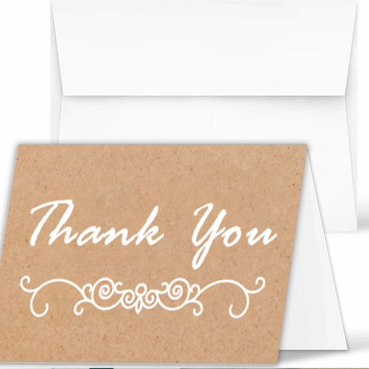 Custom Printing Thank You Cards Black Bulk Note Cards with Gold Foil Embossed Letters Greeting Cards