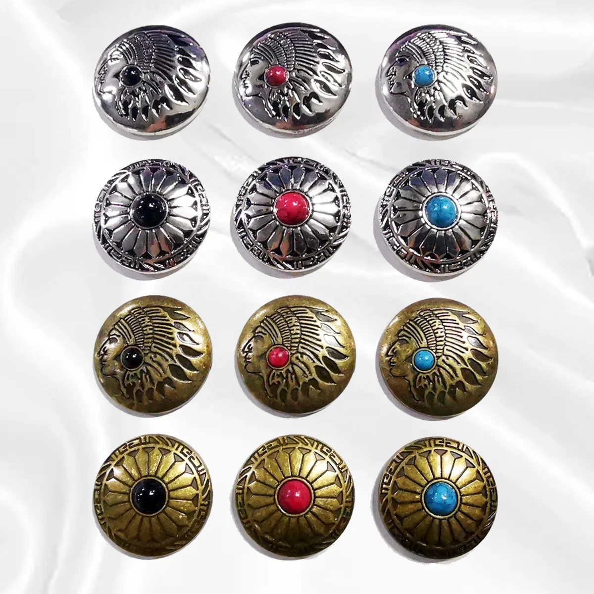 Factory Wholesale Fashion Design Alloy Metal Star Conchos For Leather Alloy Buttons Spike Rivets