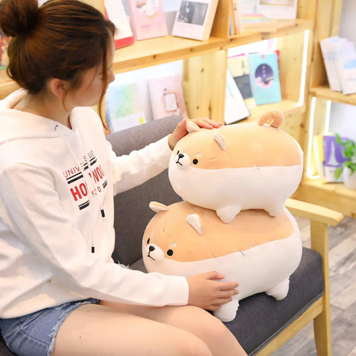 Stuffed Animal Shiba Inu Plush Pillow,Soft Corgi Dog Anime Plushies Japanese Cuddle Pet Throw Pillow,Kawaii Plush Toy Gifts for