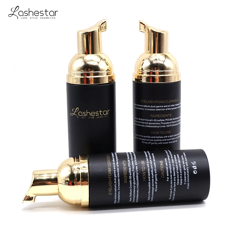 Wholesale Private Label 50ml Black Bottle Oil Free Lash Cleanser