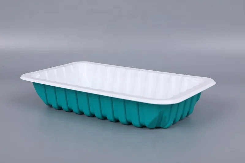 Disposable PP/EVOH/PE heat sealing FOOD TRAY MAP Vacuum Forming Plastic meat tray