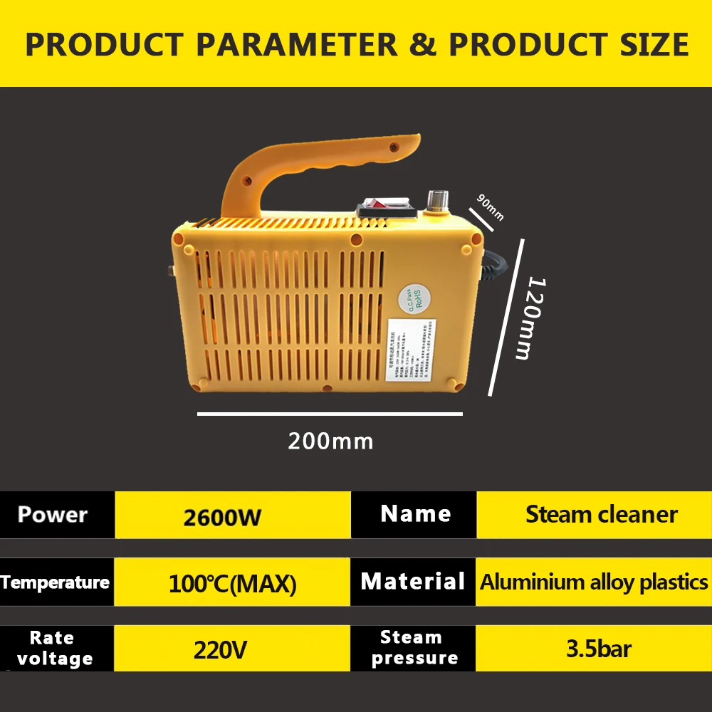 Household Portable Handheld High Pressure 2600W Steam Cleaner 3.5Bar Machine for Cleaning Kitchen Bathroom Grout Tile