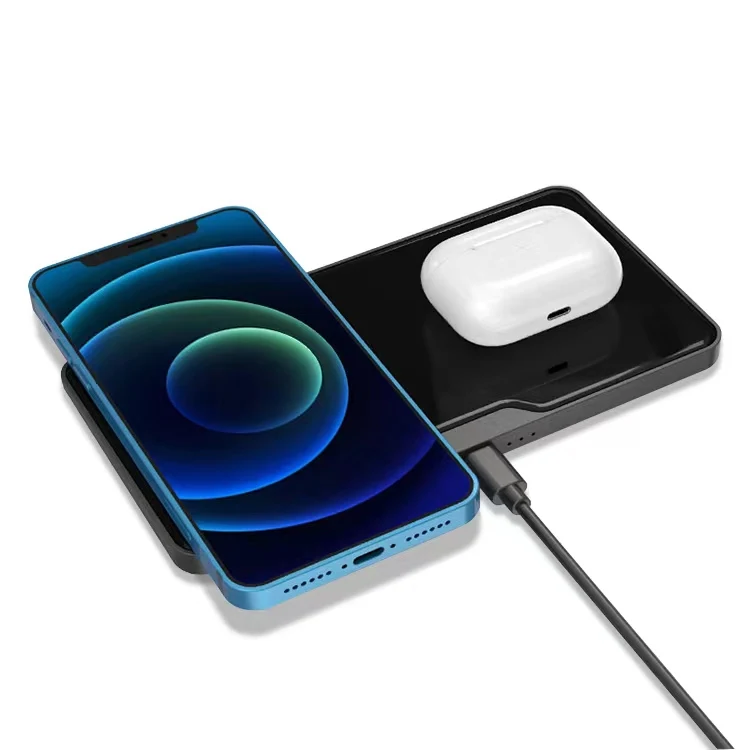 Hot sale Certified Double charger 2 in 1 wireless charging Chargers Mobile Phone Holder stand for apple watch for iphone
