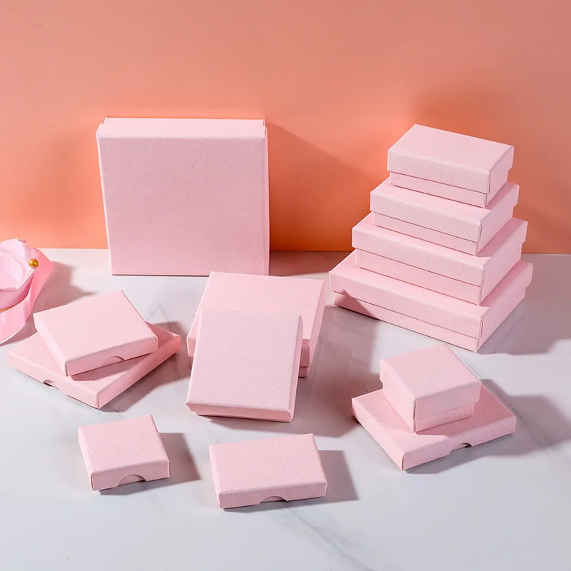 Personalized Ring Jewelry Box Logo Packaging Cardboard Box Pink Bracelet Pendant Jewelry Packaging