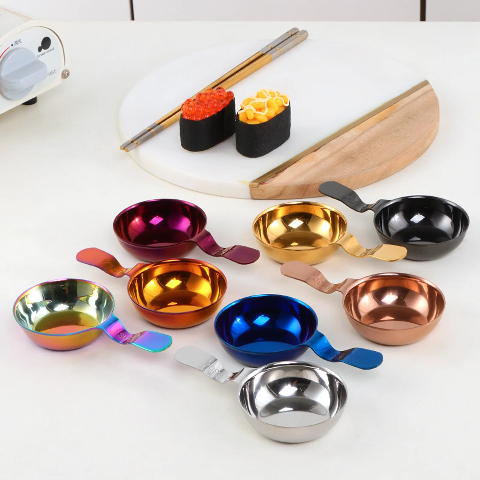 Small Seasoning Dish Stainless Steel Serving Dipping Plate Soy Sauce Dishes For Restaurant Kitchen